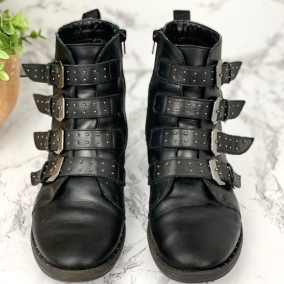 Steve Madden Black Buckle Boots - Picture 4 of 6